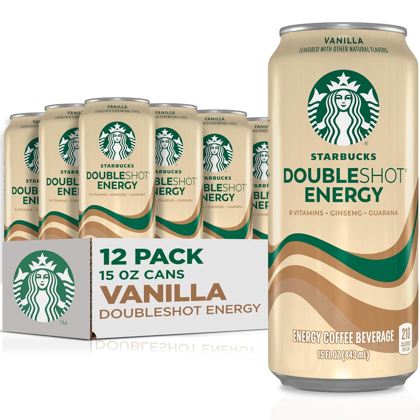 Starbucks Doubleshot Energy Drink Coffee Beverage, Vanilla, Iced Coffee, 15 fl oz Cans (Packaging May Vary) (Pack of 12)