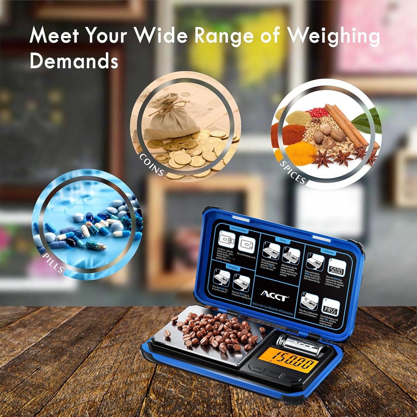 Precision Pocket Scale, 200gx0.01g Jewelry gram Scale, Digital Food Scale with LCD Display, one-Click Conversion 6 Units, Mini Scale for Kitchen/Powder/Coffee/Coins(Battery Included)