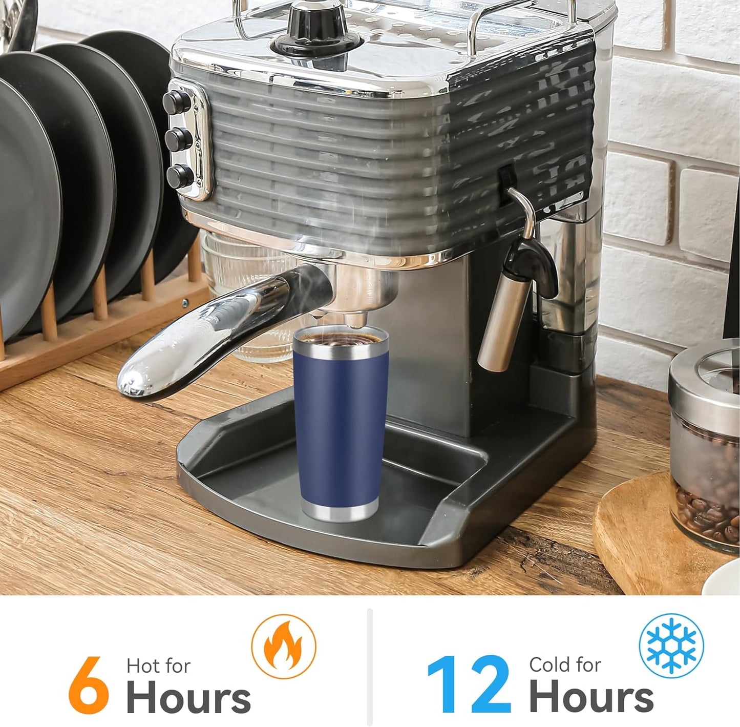 20 oz Tumbler Stainless Steel Tumblers Bulk with Lid Double Wall Insulated Coffee Tumbler Cups for Hot & Cold Drinks Powder Coated Travel Coffee Tumbler Mug Metal (Navy Blue, 12 pack)