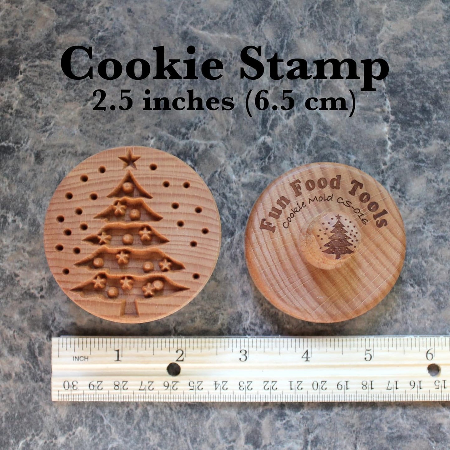 Wood Cookie Stamp, 2.5 Inch (Christmas Tree CS-016)
