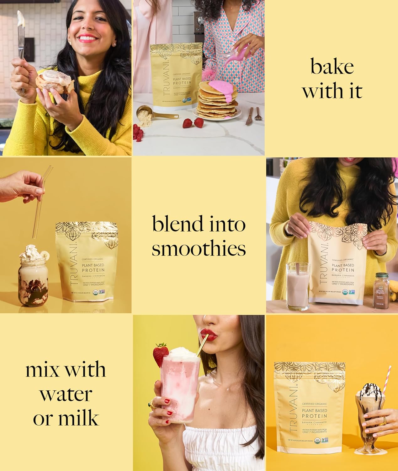 Truvani Vegan Pea Protein Powder | Banana Cinnamon | 20g Organic Plant Based Protein | 1 Serving | Keto | Gluten & Dairy Free | Low Carb | No Added Sugar