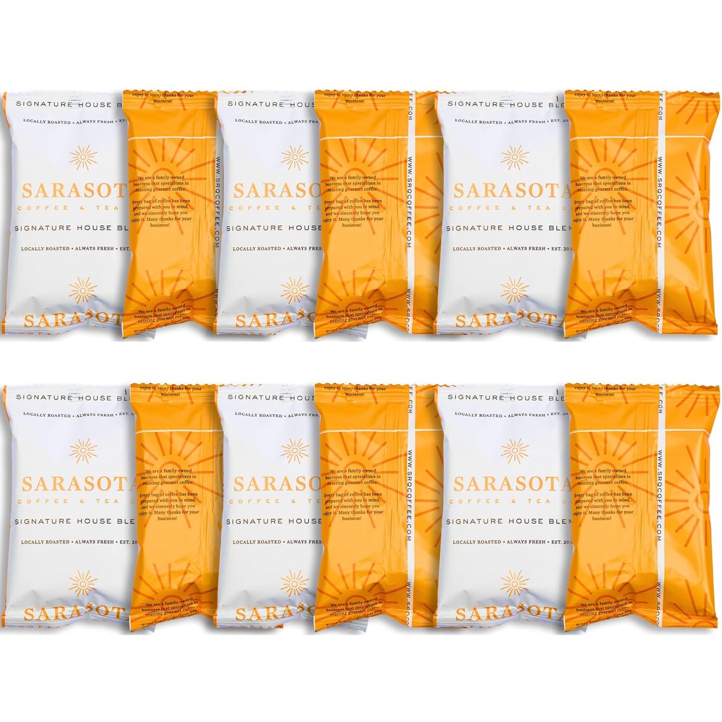 Sarasota Coffee Ground Packets | Gourmet Medium Roast Ground Coffee Packs | Breakfast Blend | Low Acid Mold Free Singles Packets | Individual Pouches for 12 Cup Coffee Maker | 2 Ounce Bags, 12 Count