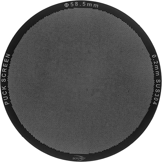 IKAPE 58.5mm Espresso Puck Screen, 0.2mm Thickness, Reusable Metal Ultra-thin & Ultra-light Coffee Filters, Food-grade 316 Stainless Steel Coffee Puck Screen for Espresso Baristas(black)