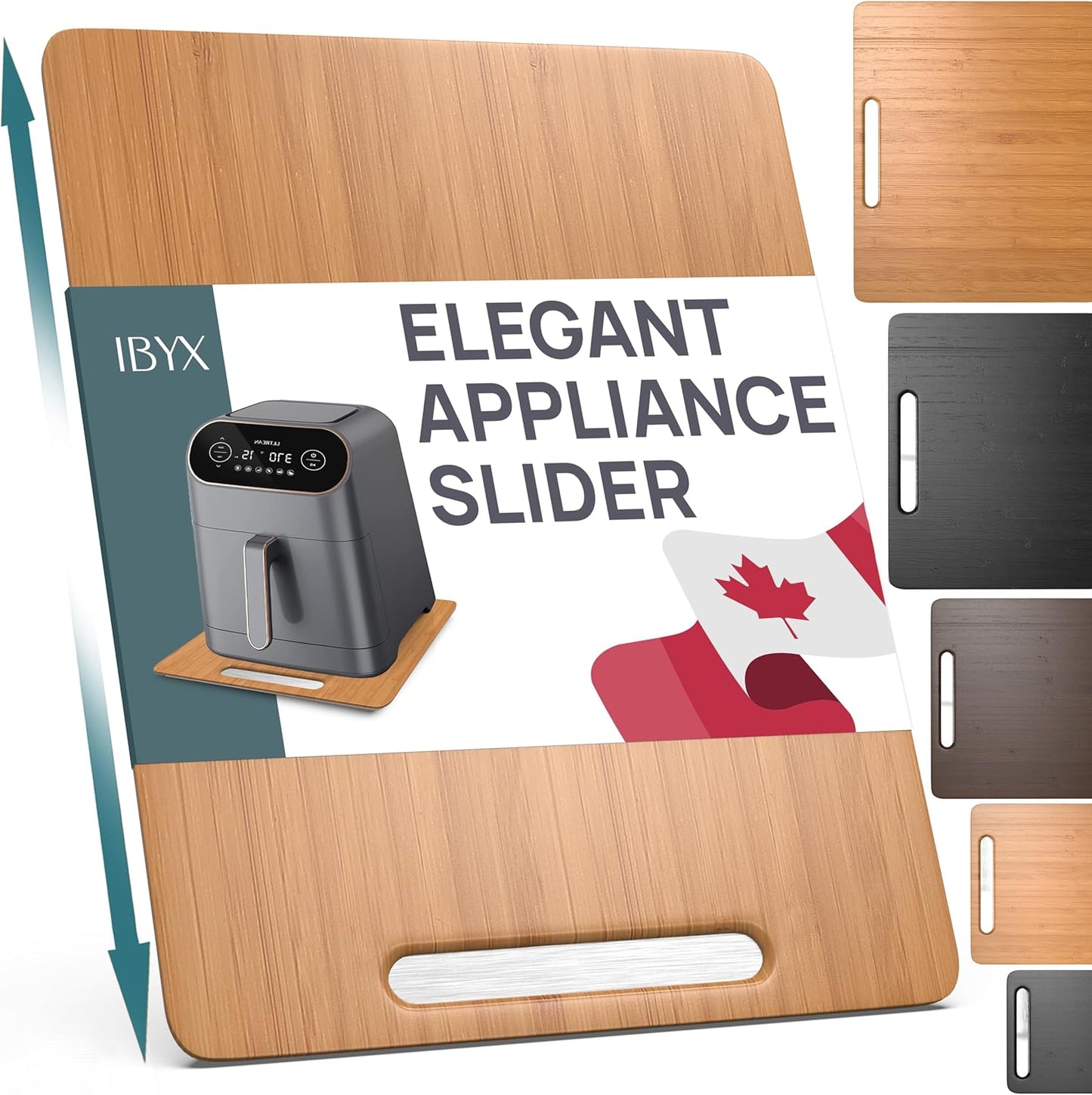 Ibyx Elegant Sliding Tray for Your Coffee Maker & Heavy Kitchen Appliances - Sturdy, Slides Easily from Under The Cabinet (Natural, 12”W x 16”D)