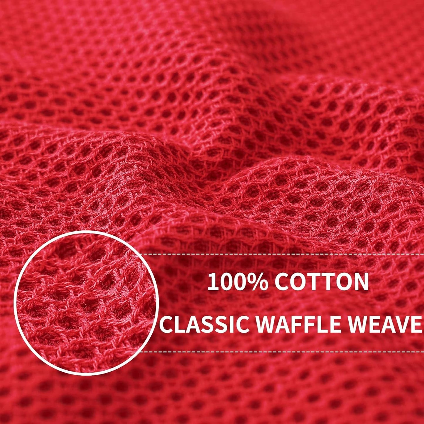 Homaxy 100% Cotton Waffle Weave Kitchen Dish Towels, Ultra Soft Absorbent Quick Drying Cleaning Towel, 13 x 28 Inches, 12-Pack, Red