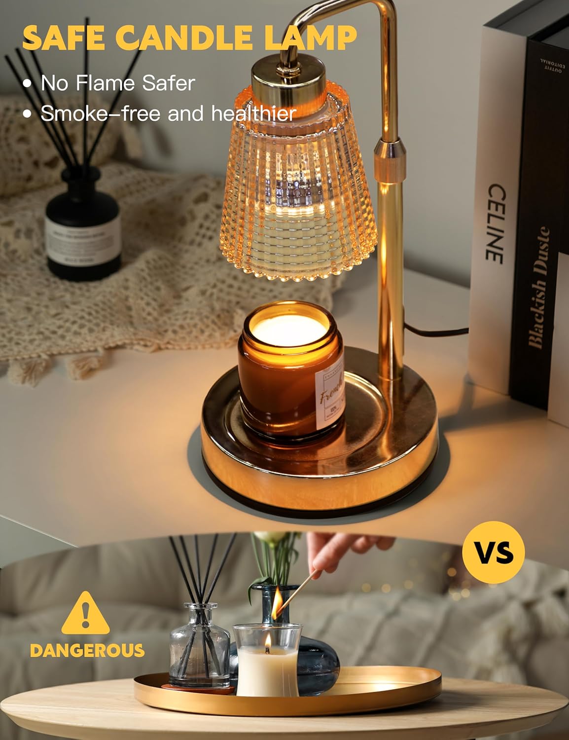 Candle Warmer Lamp with Timer Dimmable, Birthday Gifts for Women Mom, House Warming Gifts New Home Decor, Wax Melt Warmer for Jar Candles with 2 Bulbs