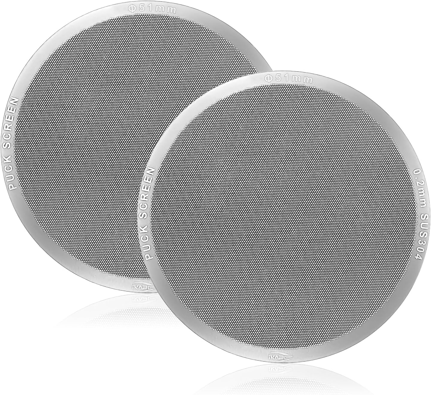 IKAPE 51mm 2pc Espresso Puck Screen, 0.2mm Thickness, Reusable Metal Ultra-thin & Ultra-light Coffee Filters, Food-grade 316 Stainless Steel Coffee Puck Screen for Espresso Baristas