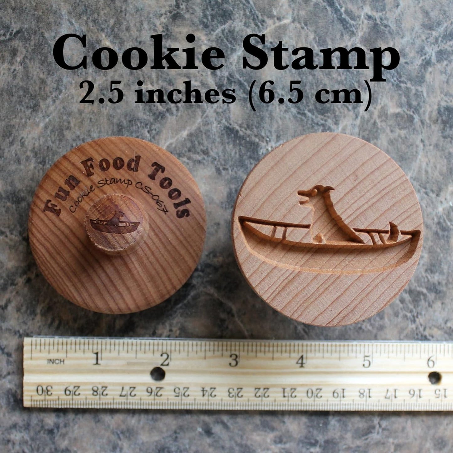 Wood Cookie Stamp, 2.5 Inch (Boating Dog CS-067)