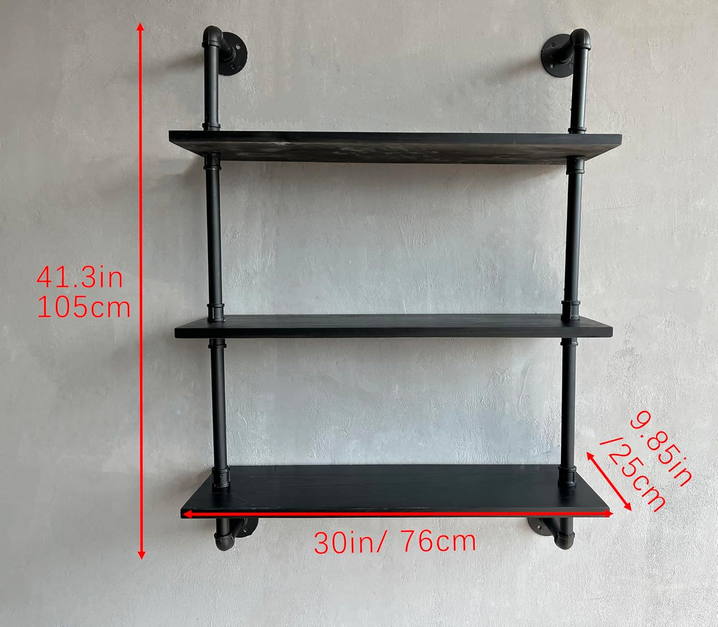 Industrial Pipe Shelf Shelving Bookcase, Wall Mounted Rustic Bookshelf, Floating Bookshelves for Wall,Retro Wood Metal Pipe Industrial Shelves for Living Room