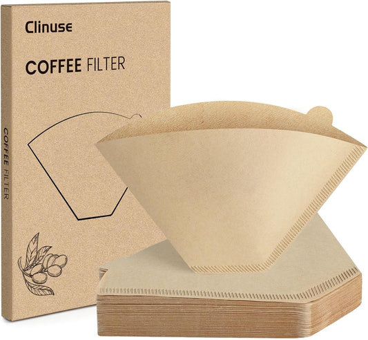 Coffee Filters 160 Count, Size 04 Cone Filters 8-12 Cup, Unbleached Disposable Natural Paper Filters, 04 Cone Filters For Pour Over and Drip Coffee Maker