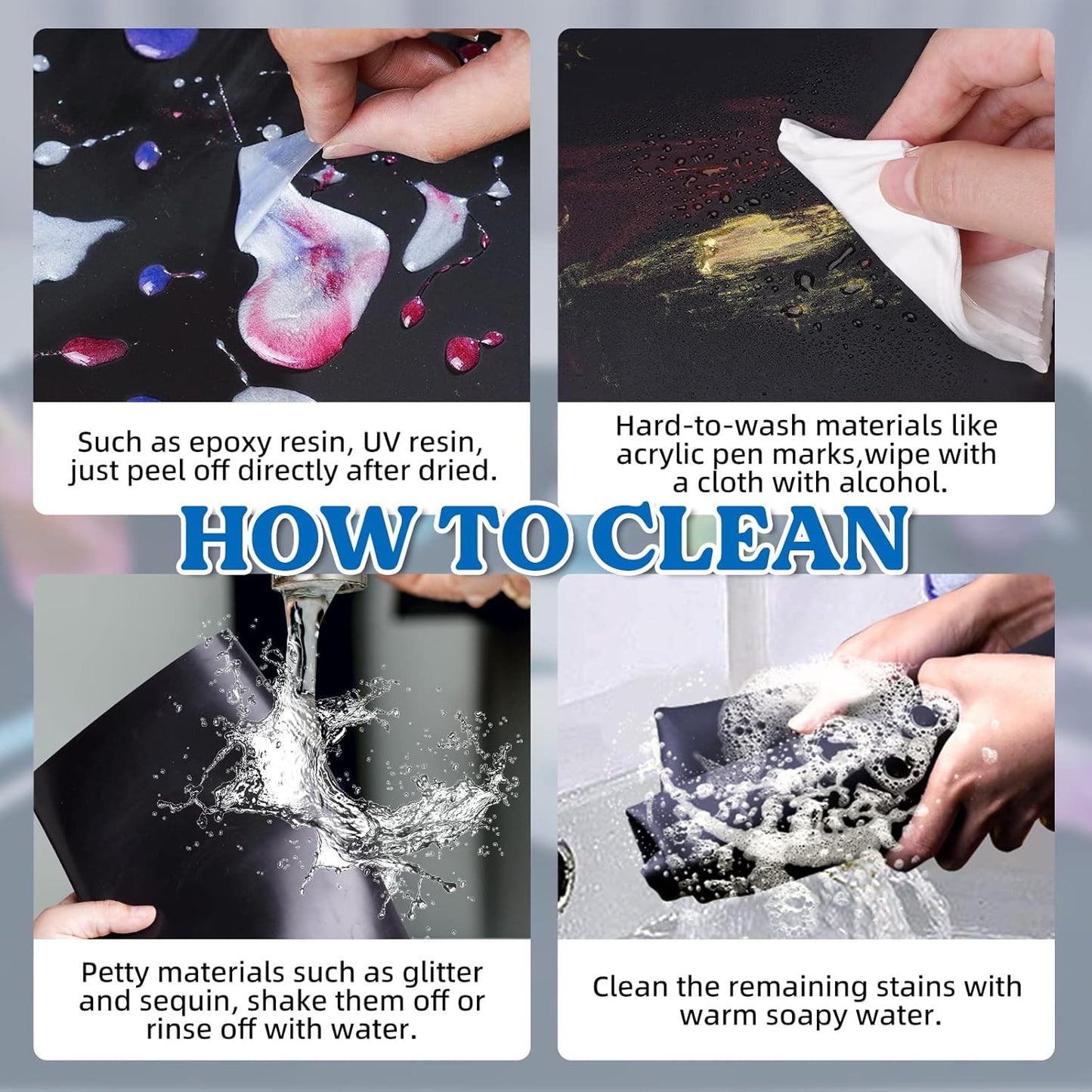 LET'S RESIN Extra Large Silicone Mat for Crafts,36''x24''Nonstick &Nonskid Heat-Resistant Silicone Crafts Mat, Easy Clean&Store Multipurpose Silicone Mat for Resin, DIY Art,Paint, Clay