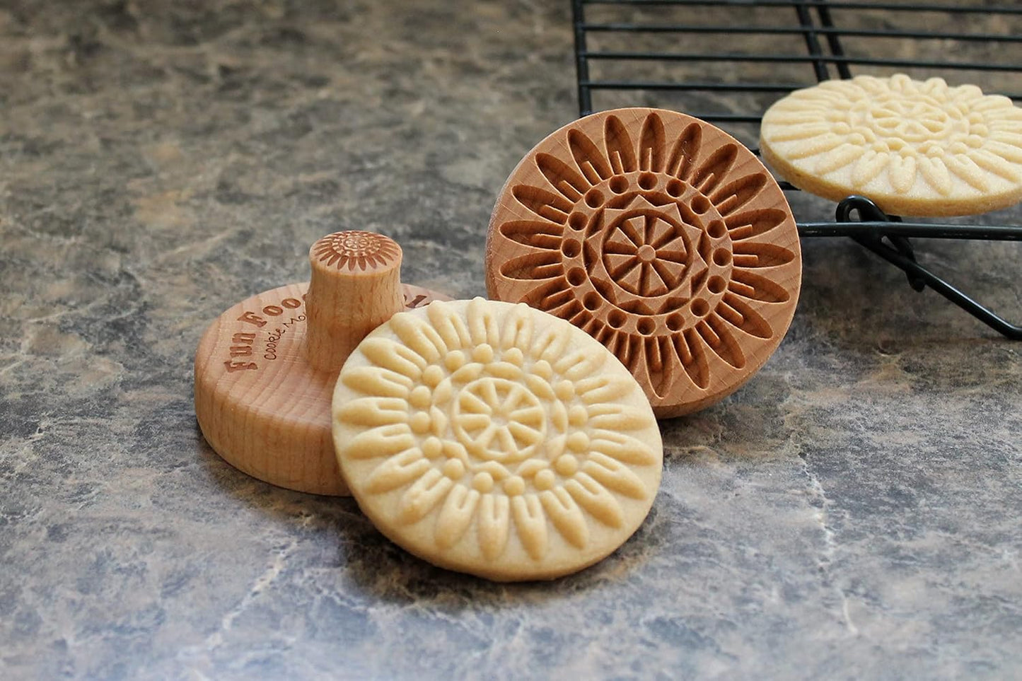 Wood Cookie Stamp, 2.5 Inch (Feather Mandala CS-047)