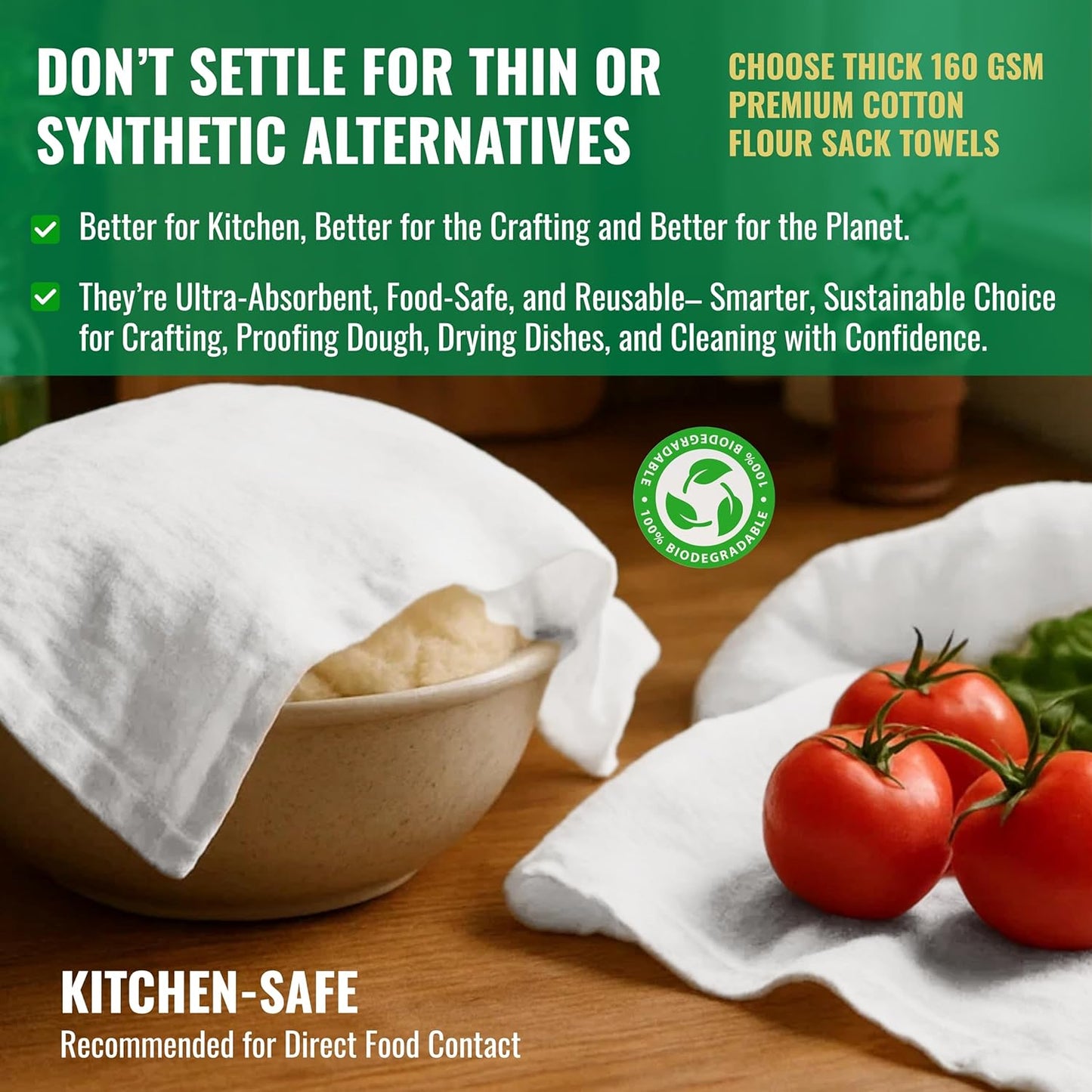 LITO LINEN AND TOWEL Flour Sack Towels - 100% Cotton Tea Towels for Crafts, Dish Towels for Kitchen, Embroidery, Cleaning, Baking (Pack of 6) - 18"x 28"