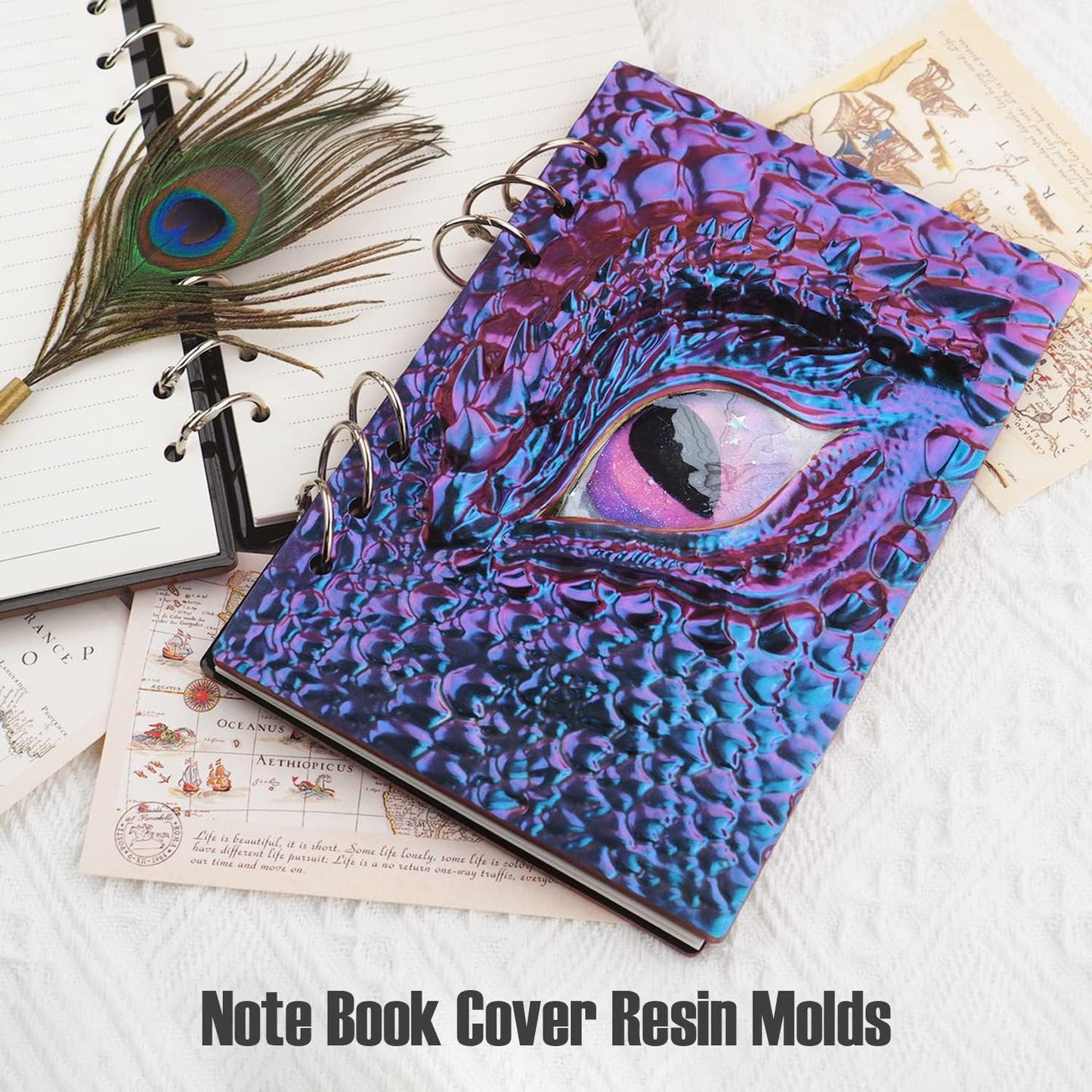 Note Book Cover Resin Molds, 2 Style A5 Note Book Cover, Resin Notebook Molds, Epoxy Resin Molds Silicone Casting with Book Rings for Notebook Epoxy Resin DIY