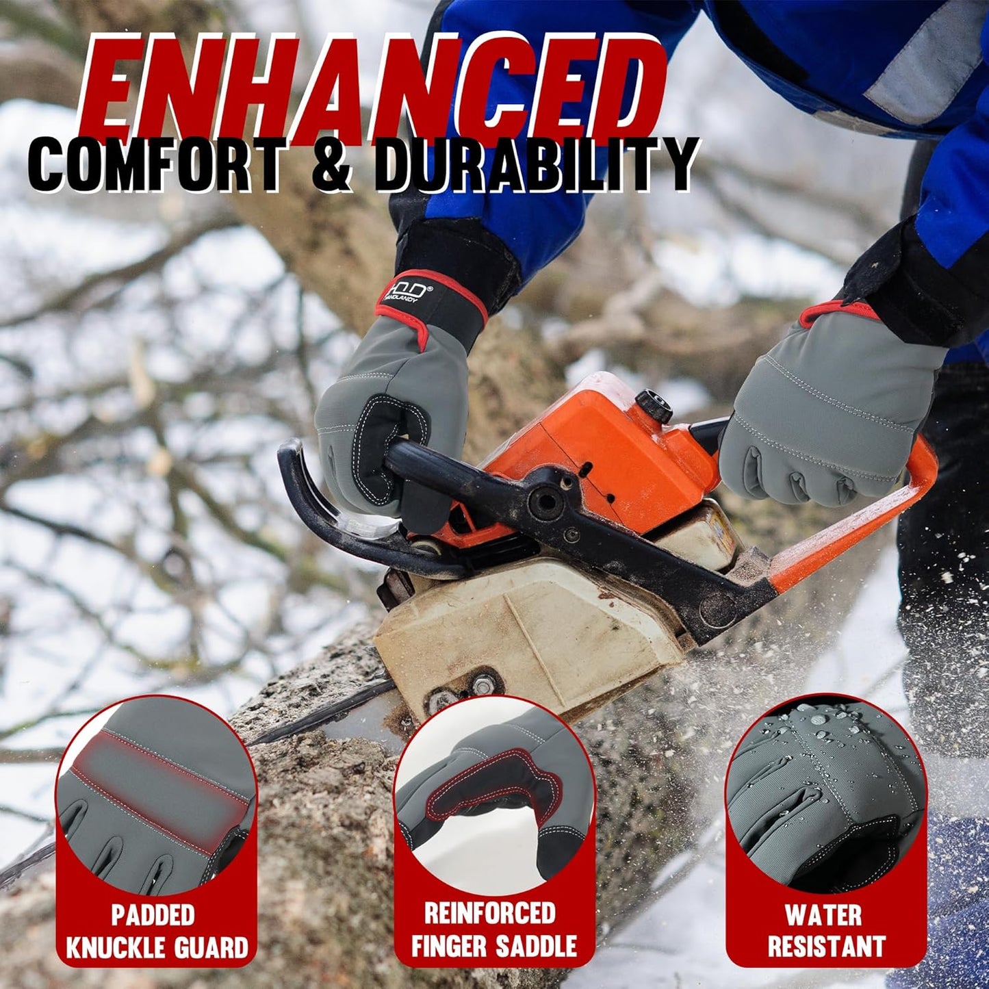 HANDLANDY Work Gloves for Men & Women, Utility Mechanic Working Gloves Touch Screen, Flexible Yard Work Gloves