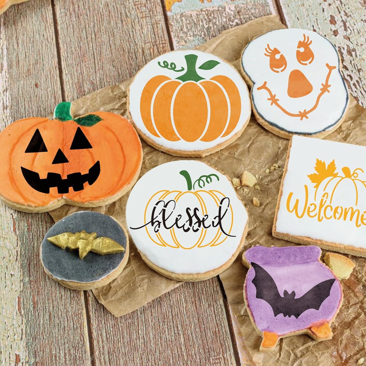 45Pieces Christmas Halloween Fall Thanksgiving Cookie Stencils Reusable Holiday DIY Baking Cake Templates Stencil for Food Dessert Craft (45 Holiday)