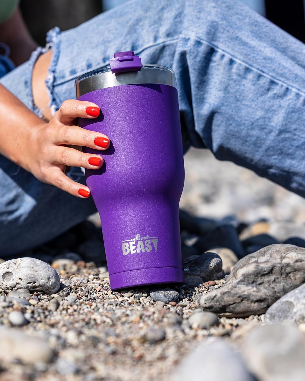 Beast 20 oz Tumbler Stainless Steel Vacuum Insulated Coffee Ice Cup Double Wall Travel Flask (Purple)