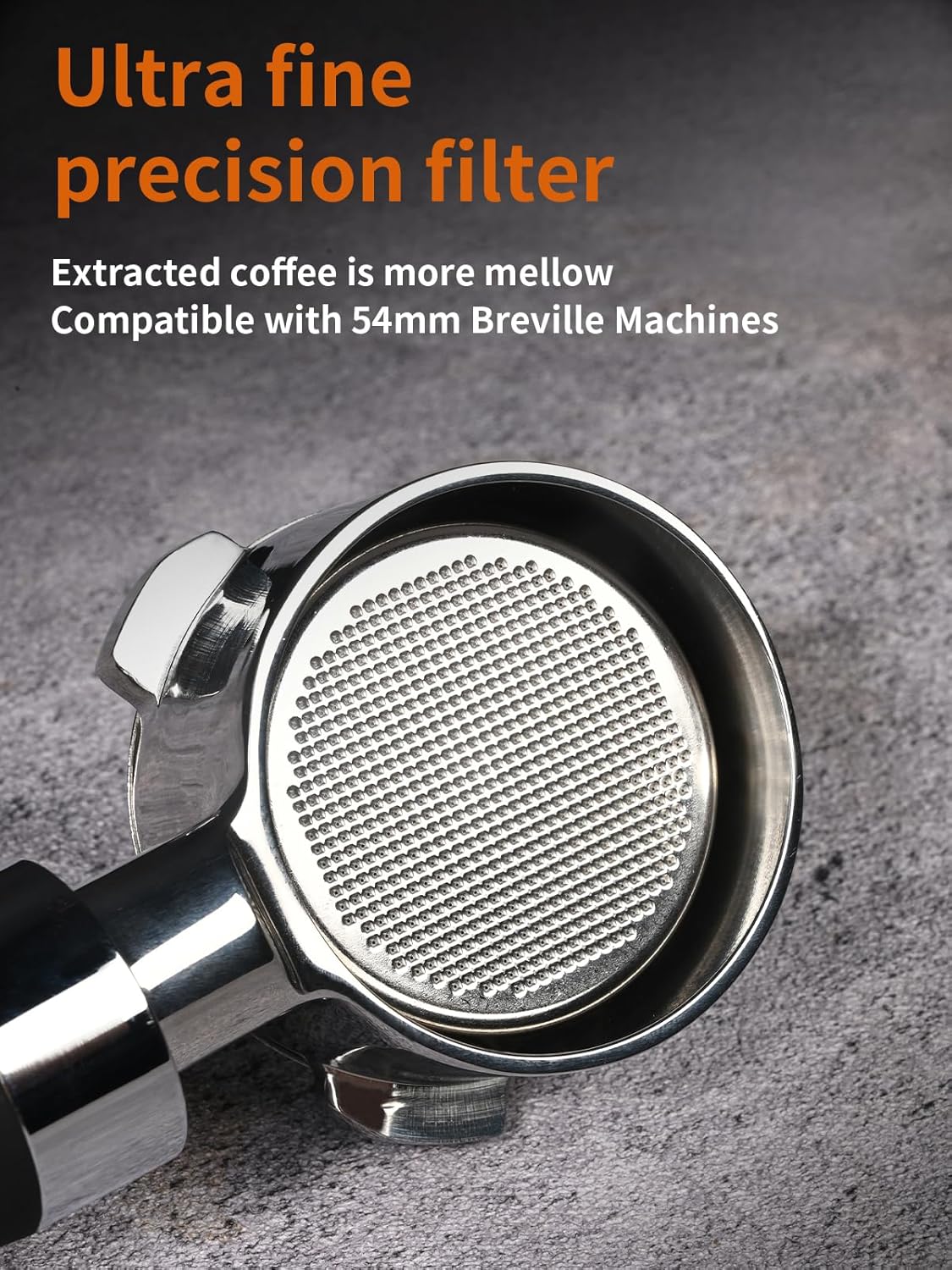 54mm Bottomless Portafilter, Espresso Portafilter Precision Extraction with Filter Basket Included, Stainless Steel Portafilter & Black Silicone Handle, Compatible with Breville Machines