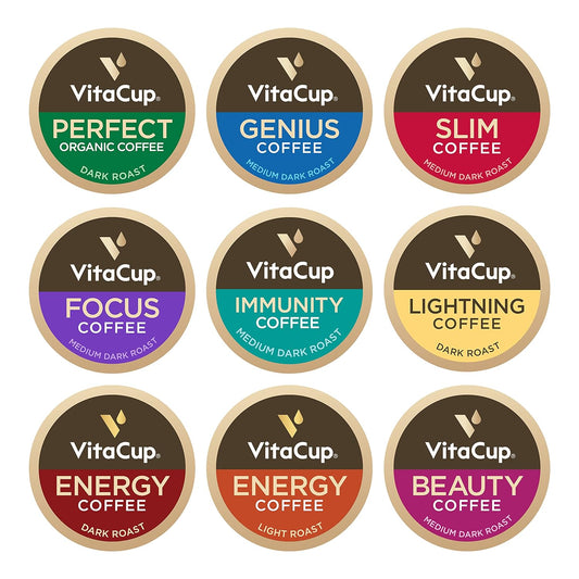 VitaCup Coffee Variety Sampler Pack 40ct. Vitamin & Superfood infused Recyclable Single Serve Pods Compatible with K-Cup Brewers Including Keurig 2.0