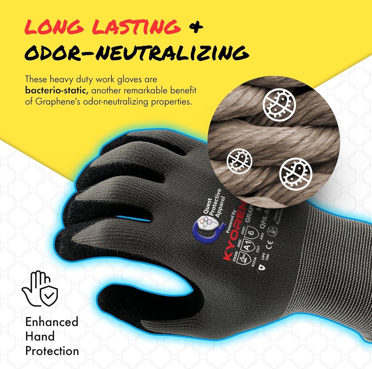 Quest Protective Apparel Cut Resistant Gloves - Puncture Resistant Cutting Gloves Work - Constructed with Graphene Technology
