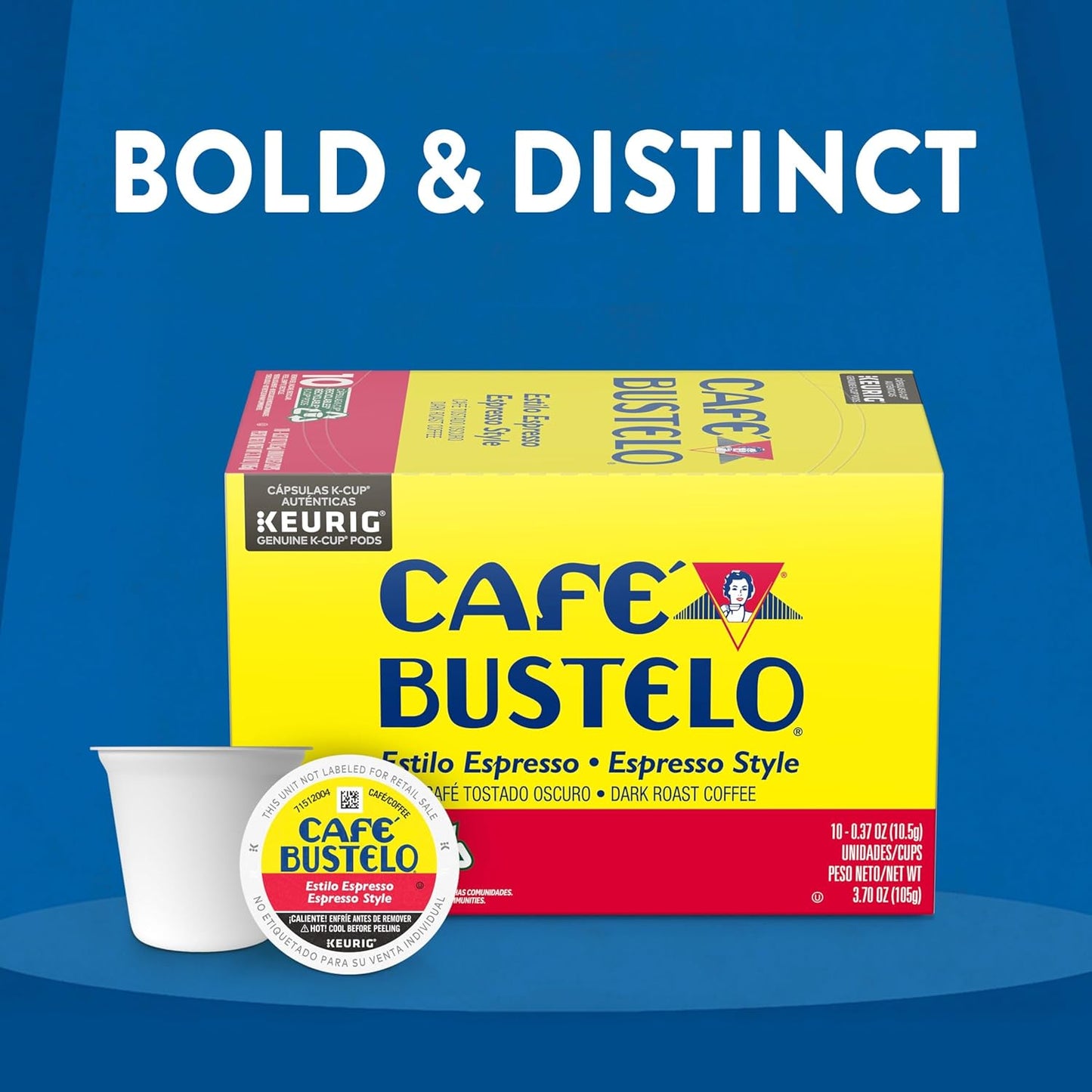 Café Bustelo Espresso Style Dark Roast Coffee, Keurig K-Cup pods, 10 Count Box (Pack of 6)