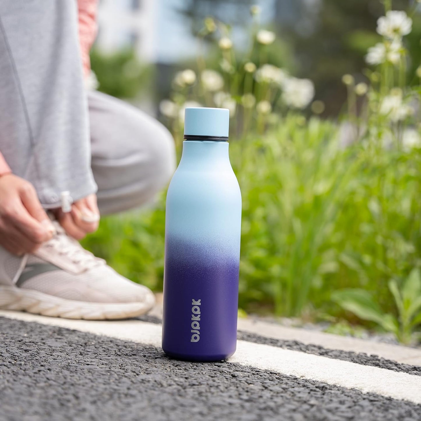 BJPKPK Insulated Water Bottles, 18 oz Stainless Steel Metal Water Bottle with Strap, BPA Free Leak Proof Thermos, Mugs, Flasks, Reusable Water Bottle for Sports & Travel, Ocean Dream