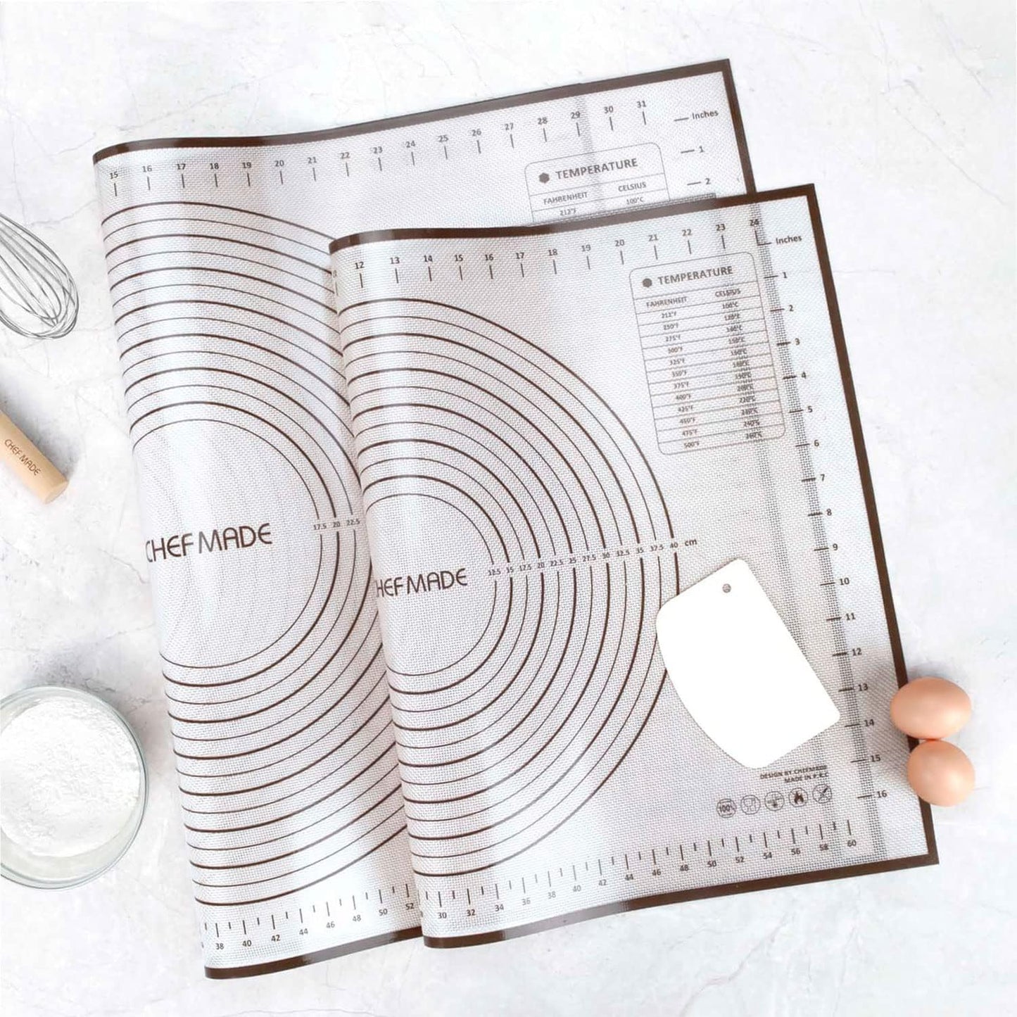 CHEFMADE Silicone Baking Mat, 36" x 24" Extra Thick Large Non-Stick Sheet Mat with Measurement | Non-Slip Reusable Food Grade Flexible Dishwasher Safe｜Making,Cookies,Macarons,Bread,Pastry and Pizza