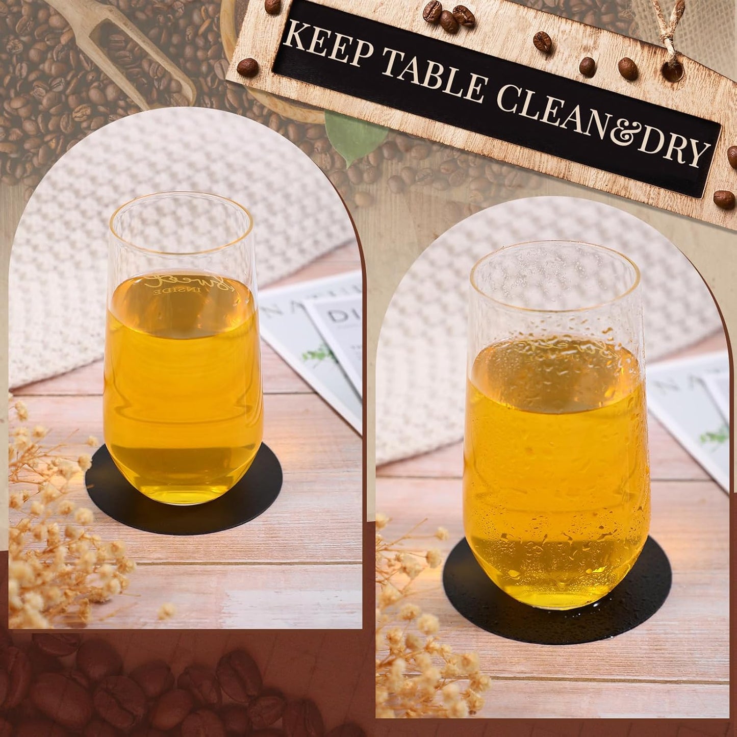 TaoBary 200 Pcs Disposable Paper Coasters Bulk 1MM, 4 Inch Round Cardboard Coasters Blank for Bar Drinks DIY Crafts Arts Wedding (Black)