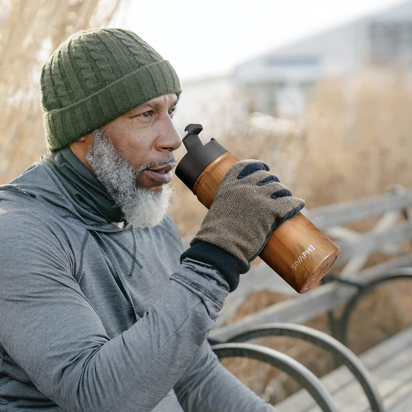 Sivaphe Tea Infuser Bottle With Removable Loose Leaf Tea Strainer, 18/8 Stainless Steel Insulated Travel Tumbler Festival Gift(Wood Grain)