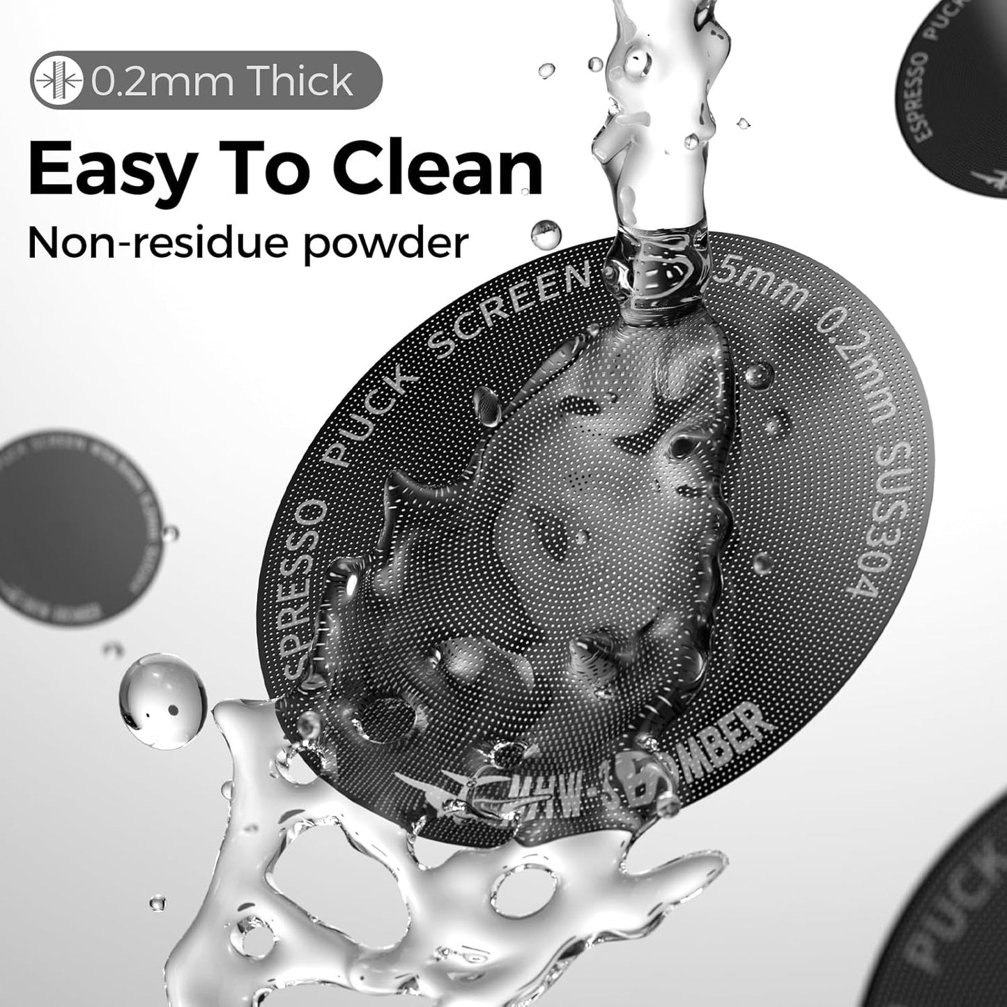 MHW-3BOMBER 51mm Espresso Puck Screen - 0.2mm Ultra Thin Espresso Puck - Metal Reusable Coffee Filter for Portafilter Basket 51mm - Puck Screen with Titanium Coating FG7048B-OS