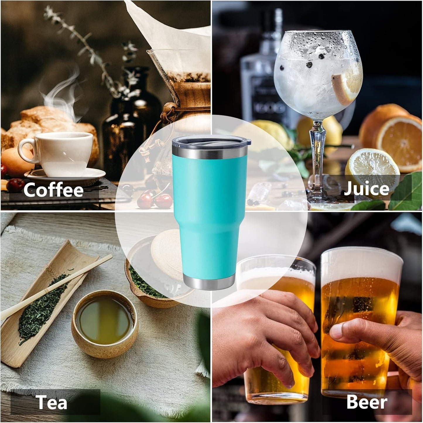 HASLE OUTFITTERS 30oz Stainless Steel Tumbler, Double Wall Vacuum Insulated Travel Mug Tumbler, Durable Insulated Coffee Mug, Gift Box Set (Light Green, 4)