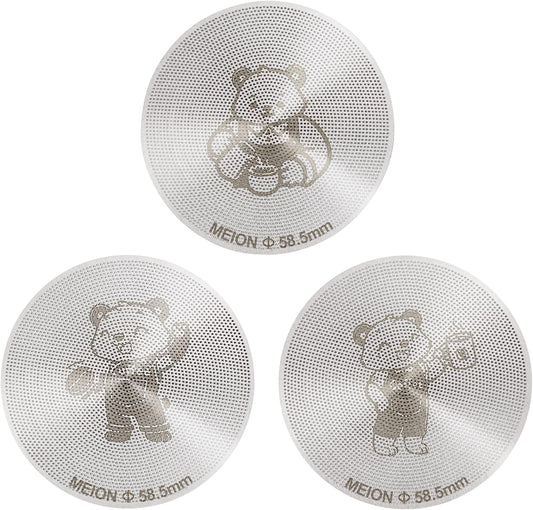 MEION 58.5mm Espresso Puck Screen-3 Pack 0.2mm Ultra Thin Espresso Puck, Stainless Steel Reusable Coffee Filter, Compatible with Espresso Machine 58mm Portafilter Basket