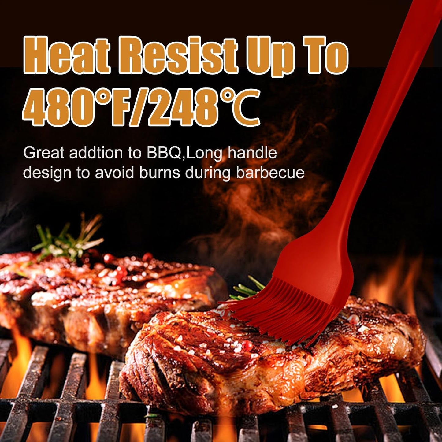 Silicone Basting Brush 2 Pcs Pastry Brush for Oil, BBQ, Grill, Sauce Baking Cooking, Dishwasher Safe (Black)