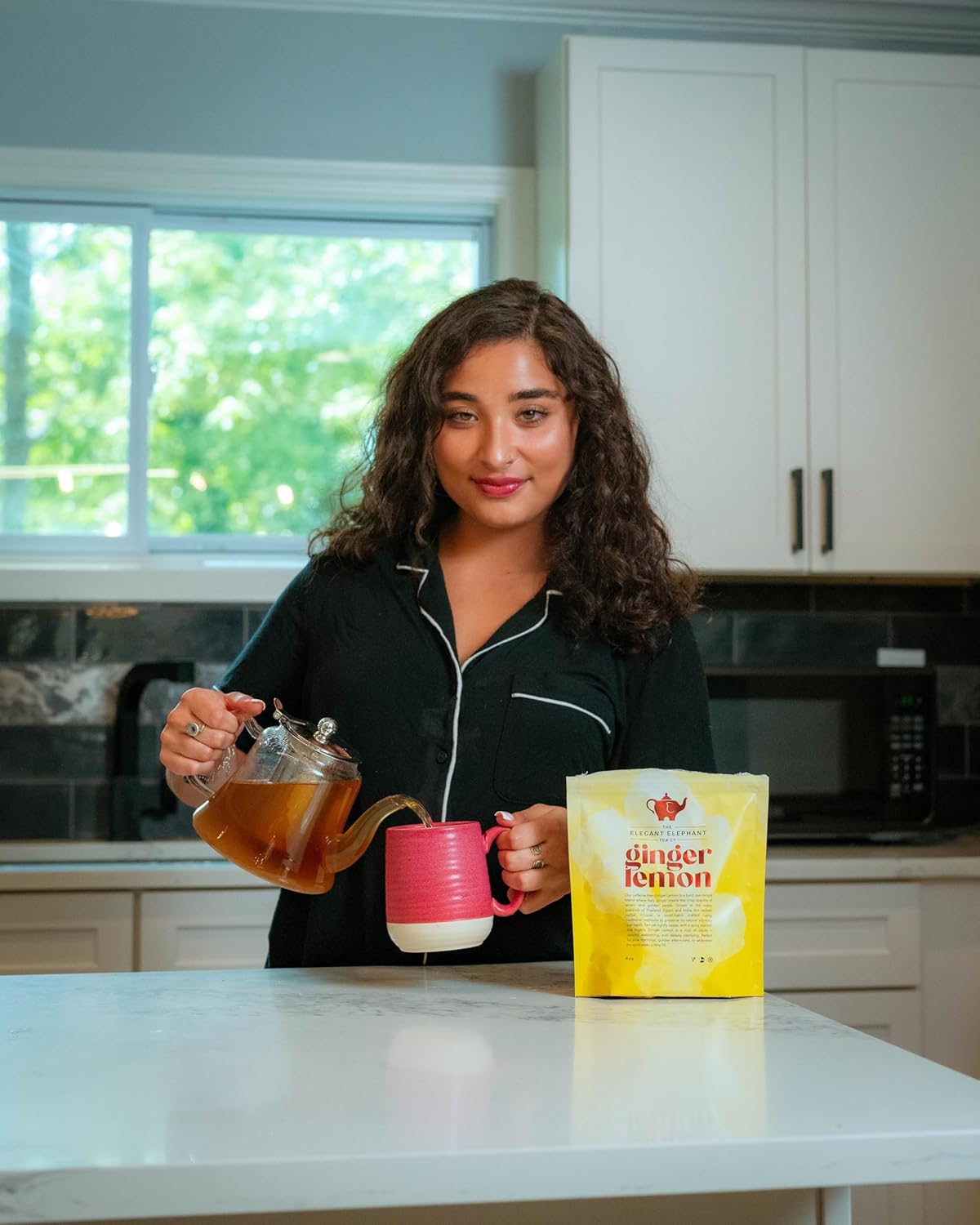 Ginger Lemon Tea, Loose Leaf Herbal Tea – Helps Reduce Nausea and Motion Sickness – Detox & Immunity Support – Drink Hot or Iced – 4 oz Resealable Bag (Makes 50 Cups) – The Elegant Elephant