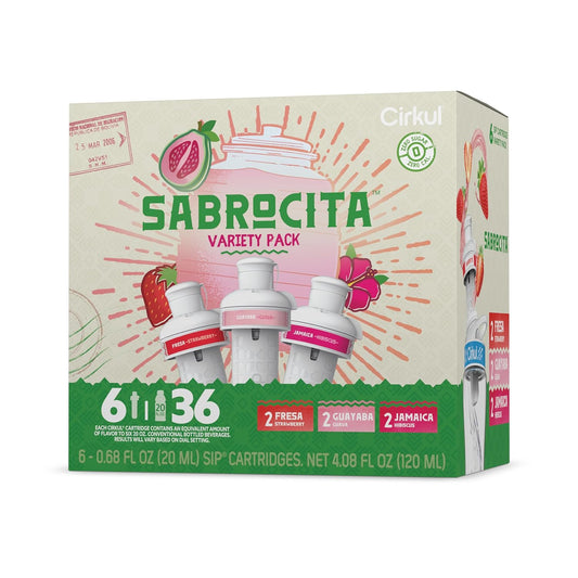 Cirkul Sabrocita Flavor Cartridge Variety Pack, 6-Pack (2 Strawberry, 2 Guava, 2 Hibiscus), No Sugar, Zero Calorie Drink Mix