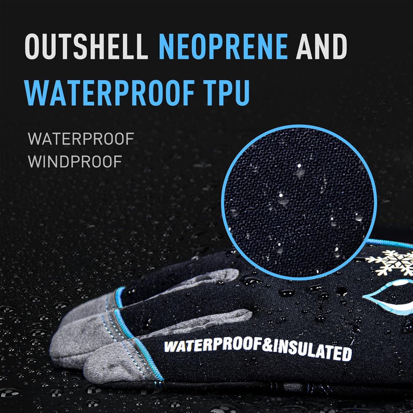 HANDLANDY Waterproof Insulated Work Gloves, 3M Thinsulate Thermal Winter Gloves for Men Women Touch Screen, Warm Ski Snowboard Cold Weather Gloves (XL, Blue)