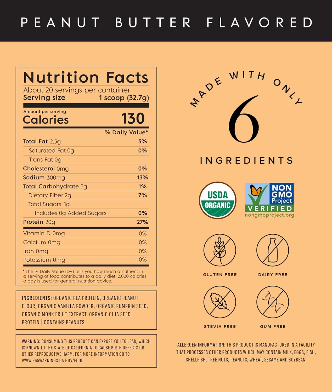 Truvani Vegan Pea Protein Powder | Peanut Butter | 20g Organic Plant Based Protein | 20 Servings | Keto | Gluten & Dairy Free | Low Carb | No Added Sugar