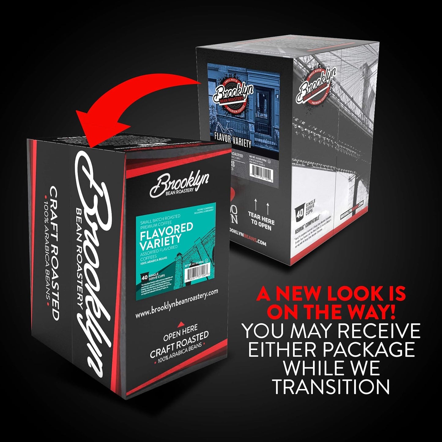 Brooklyn Beans Flavored Coffee Pods Assorted Gourmet Variety Pack, Compatible with 2.0 Keurig K Cup Brewers, 40 Count