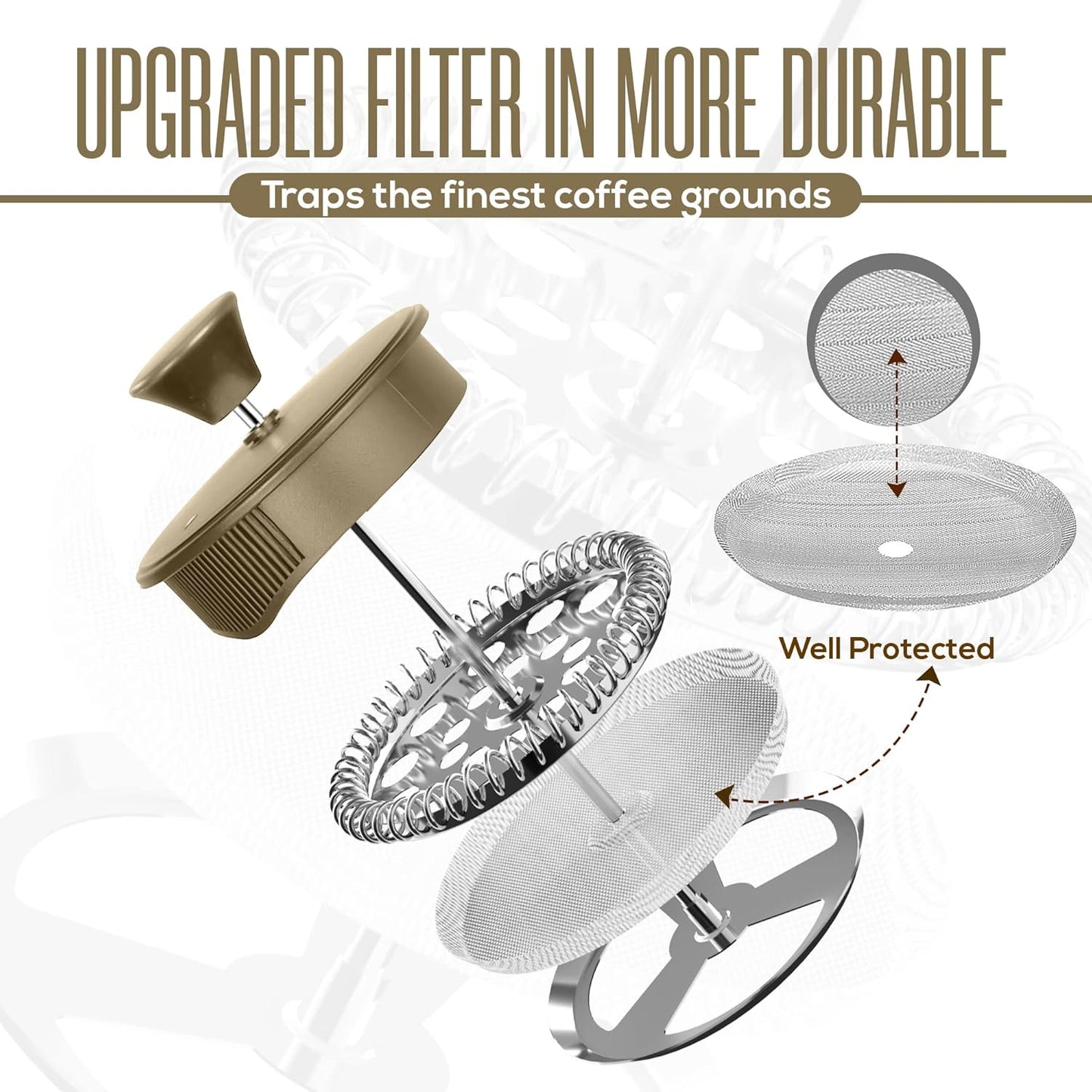 Utopia Kitchen 12 Ounce 0.35 Liter French Press Coffee Maker, Tea Maker, Travel Coffee Presses, Heat Resistant Thickened Borosilicate Coffee Pot for Camping Travel Gifts, Gold Pack of 1