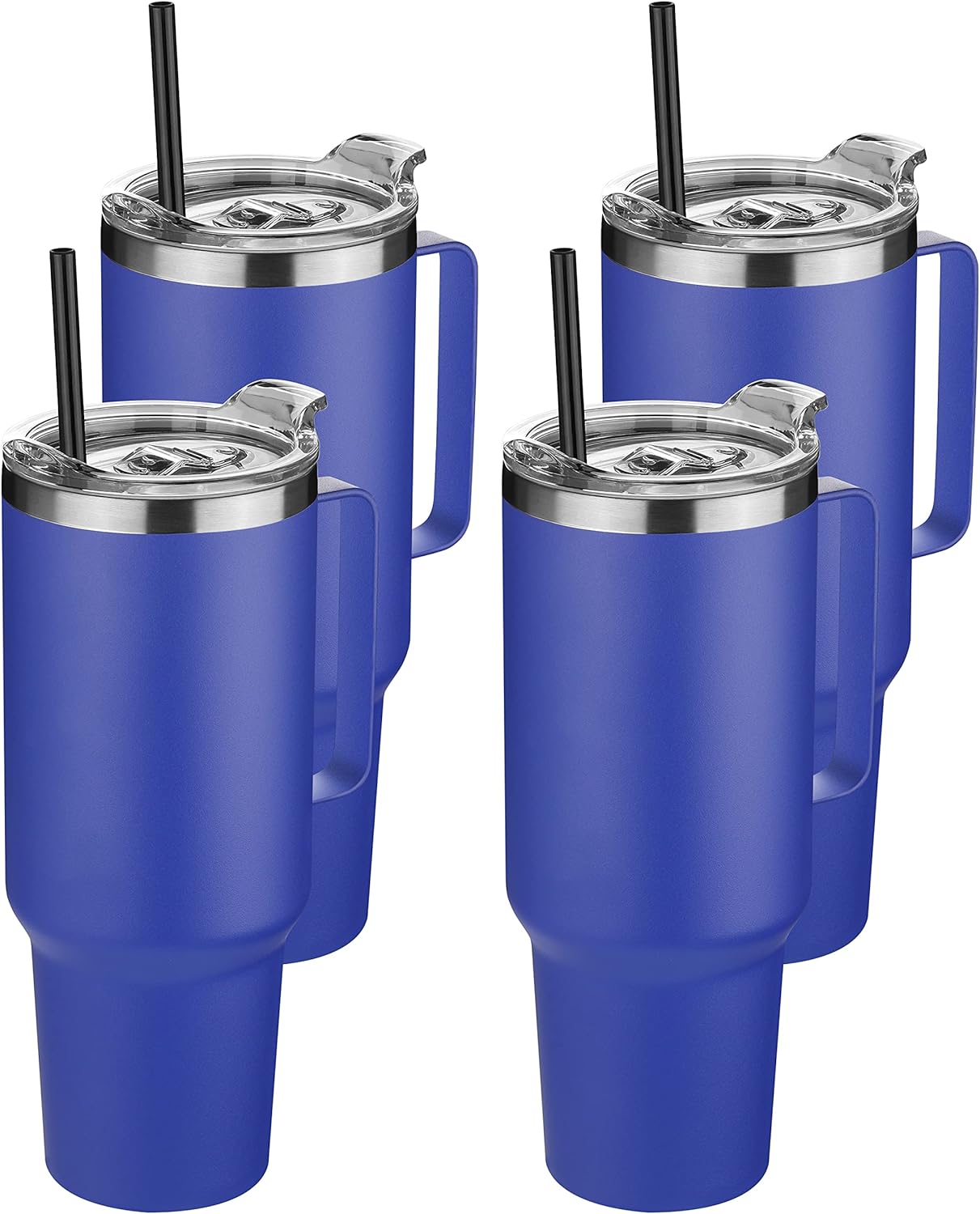 HASLE OUTFITTERS 40 oz Stainless Steel Tumbler with Handle, Vacuum Insulated Tumblers Bulk, Reusable Double Wall Travel Coffee Mug, Durable Powder Coated Water Bottles(Dark Blue, 4)