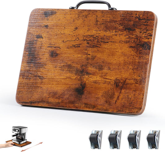 Appliance Slider, Sliding Tray for Coffee Maker, Coffee Pot Slider for Countertop, Kitchen Appliance Rolling Tray with Rubber Wheels (Rustic Brown, Medium - Wide (13” x 9.5”))