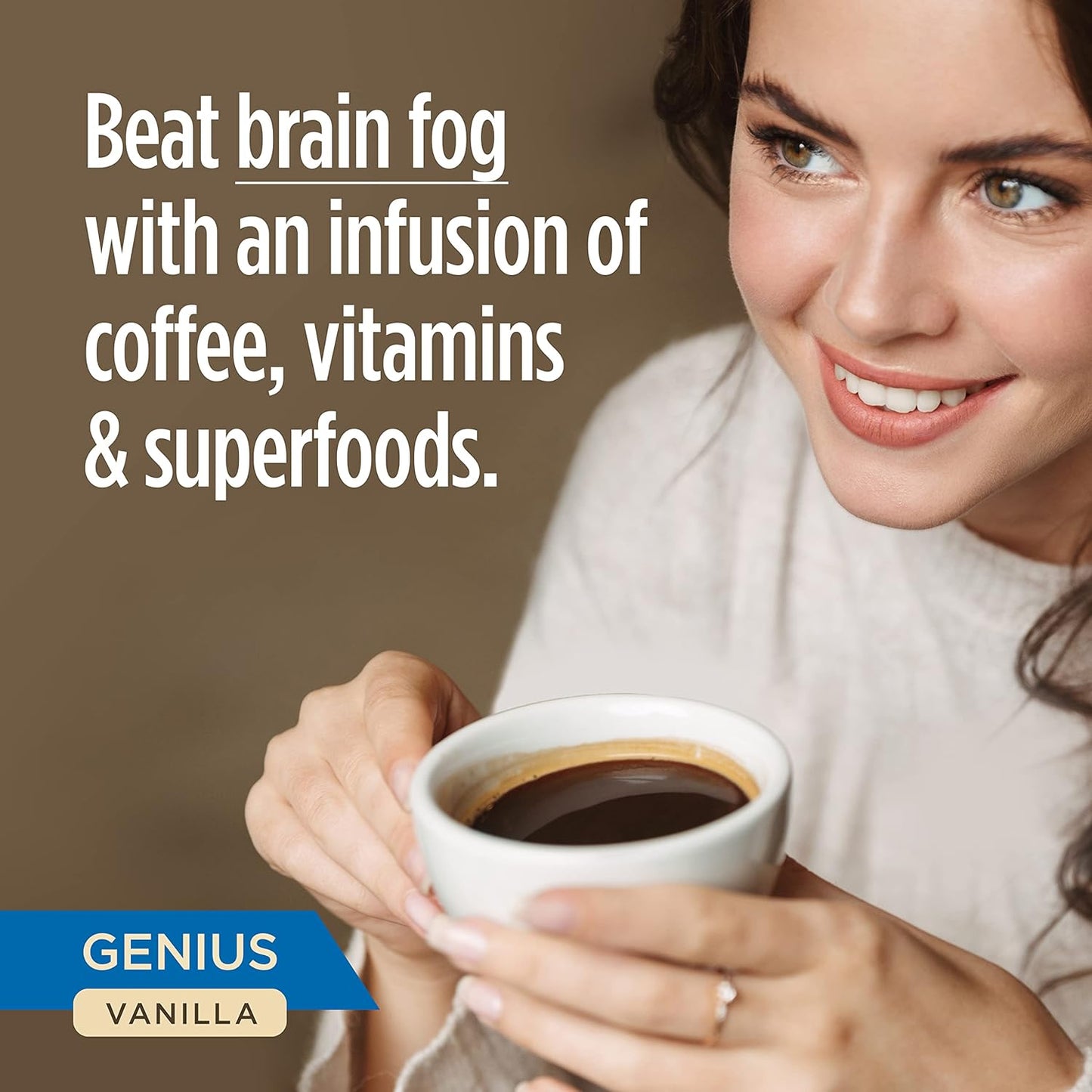 Genius Vanilla Keto Coffee Pods by VitaCup w/MCT Oil, Turmeric, B Vitamins, & D3 for Energy & Focus in Recyclable Single Serve Pod Compatible with K-Cup Brewers Including Keurig 2.0, 32 CT