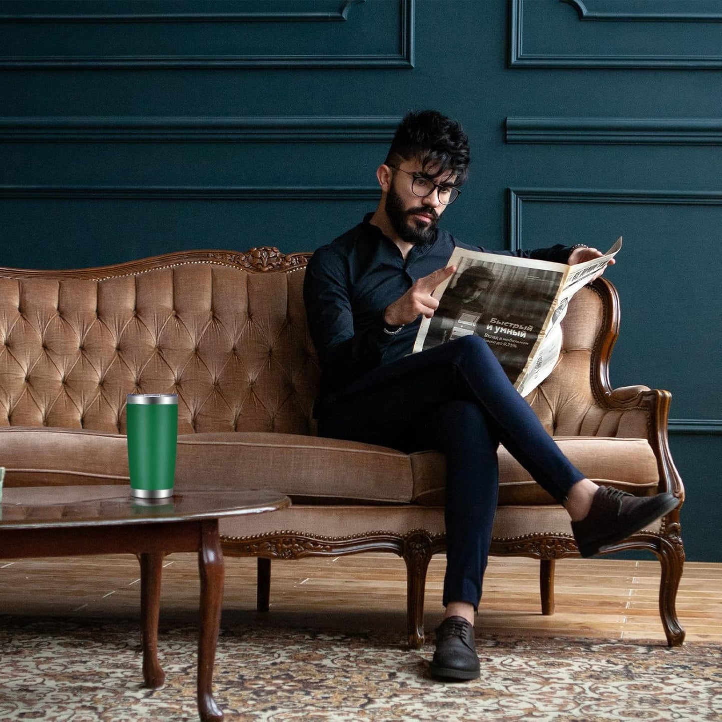 VEGOND 20oz Tumbler with Lid and Straw Stainless Steel Tumbler Cup Vacuum Insulated Double Wall Travel Coffee Mug Powder Coated Coffee Cup(Powder Green 1 Pack)