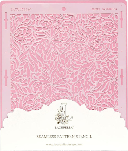 Cake Stencil - Seamless Delicate Pattern for Decorating Tall Double Barrel Cake to Use with Buttercream, Royal Icing, Ganache, Paint, Airbrush (Claris)