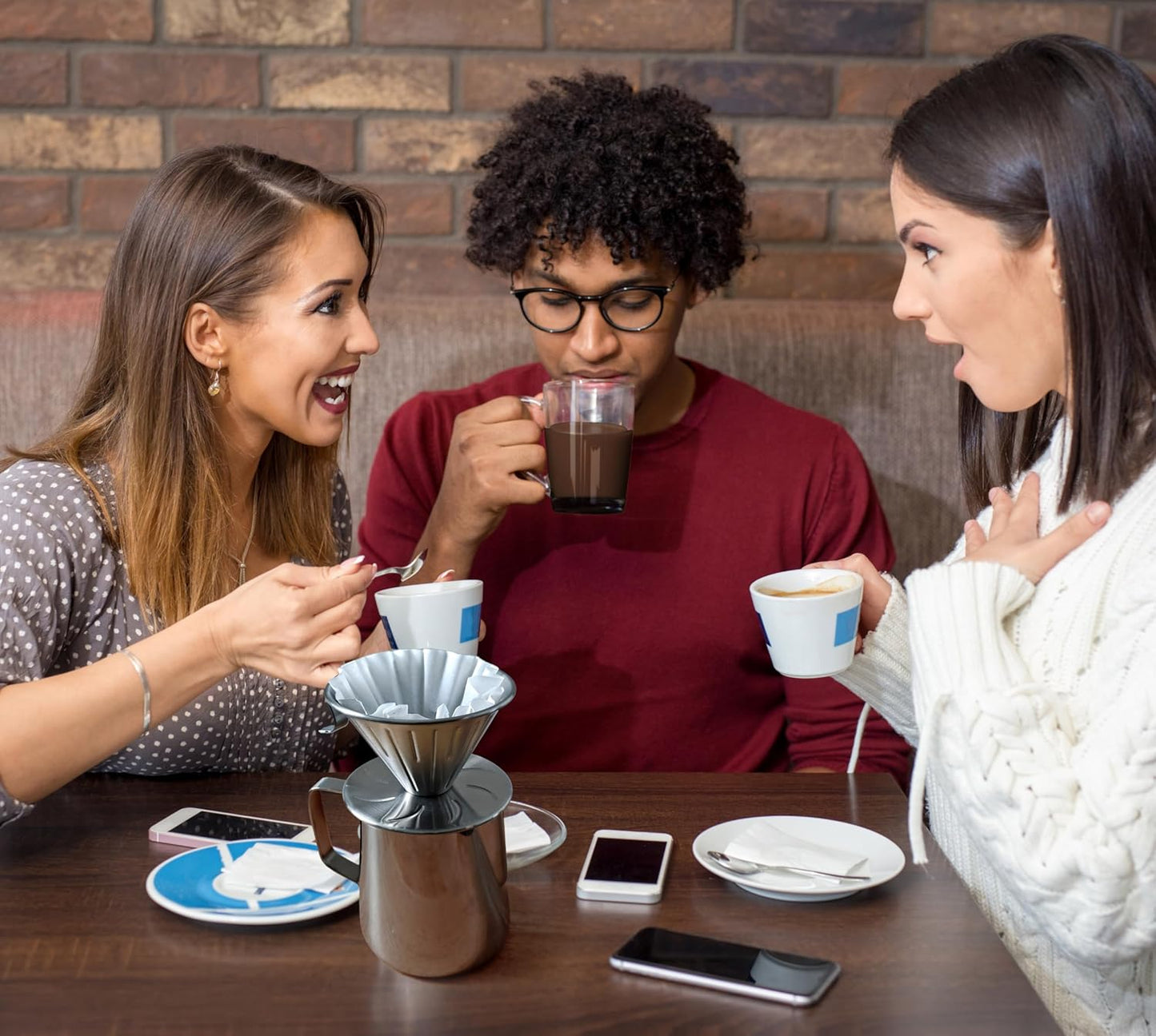 AGOGO Camping Pour Over Coffeemaker Set with Paper Filter Stainless Steel (Silvery, 600ml)