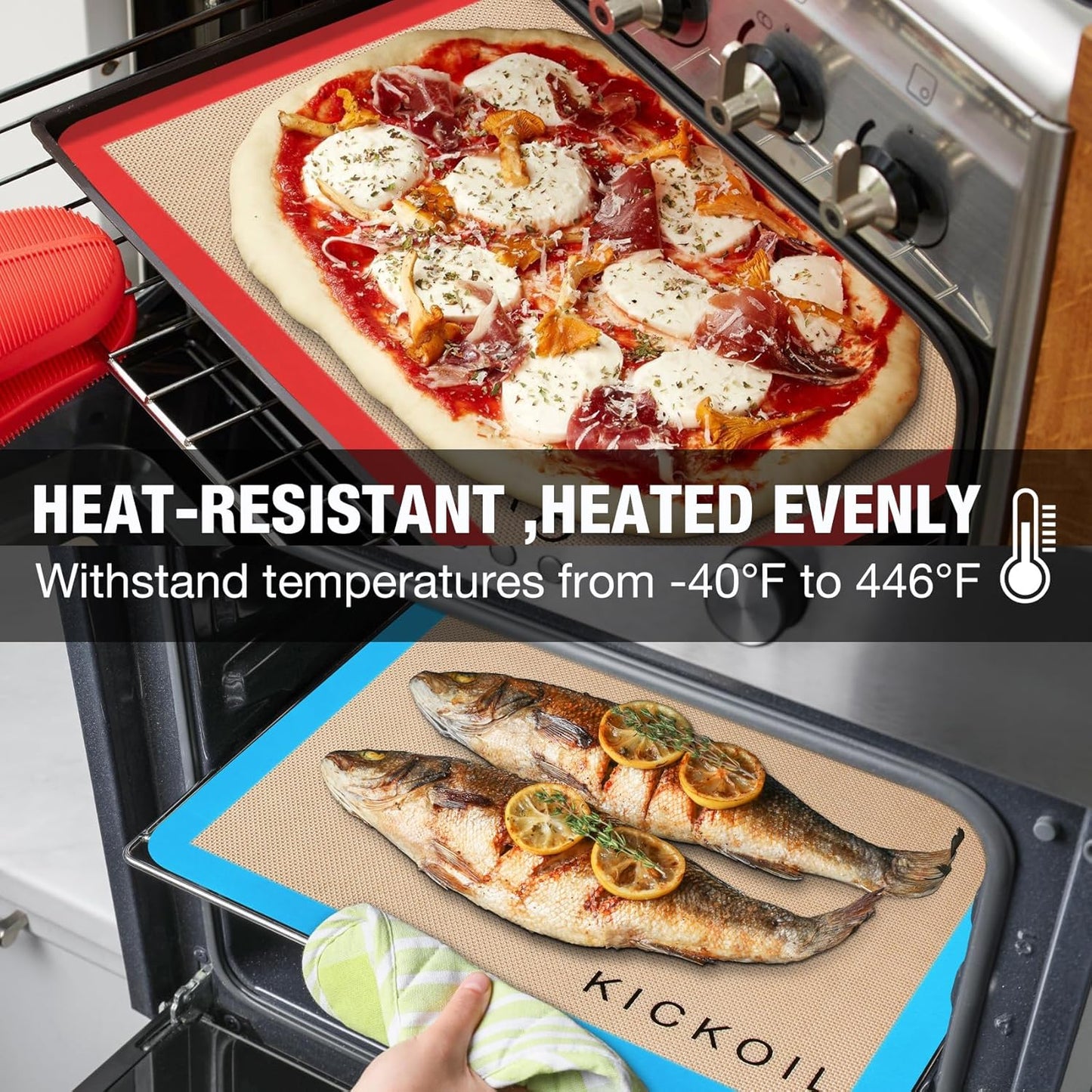 Small Silicone Baking Mats Quarter Sheet Non Stick Reusable Silicone Oven Liners, BPA Free, Food Grade Baking Mats for Cookies, Macarons Bread & Pastry, Toaster Pad Set of 3 Pack 11.6'' x 8.5''