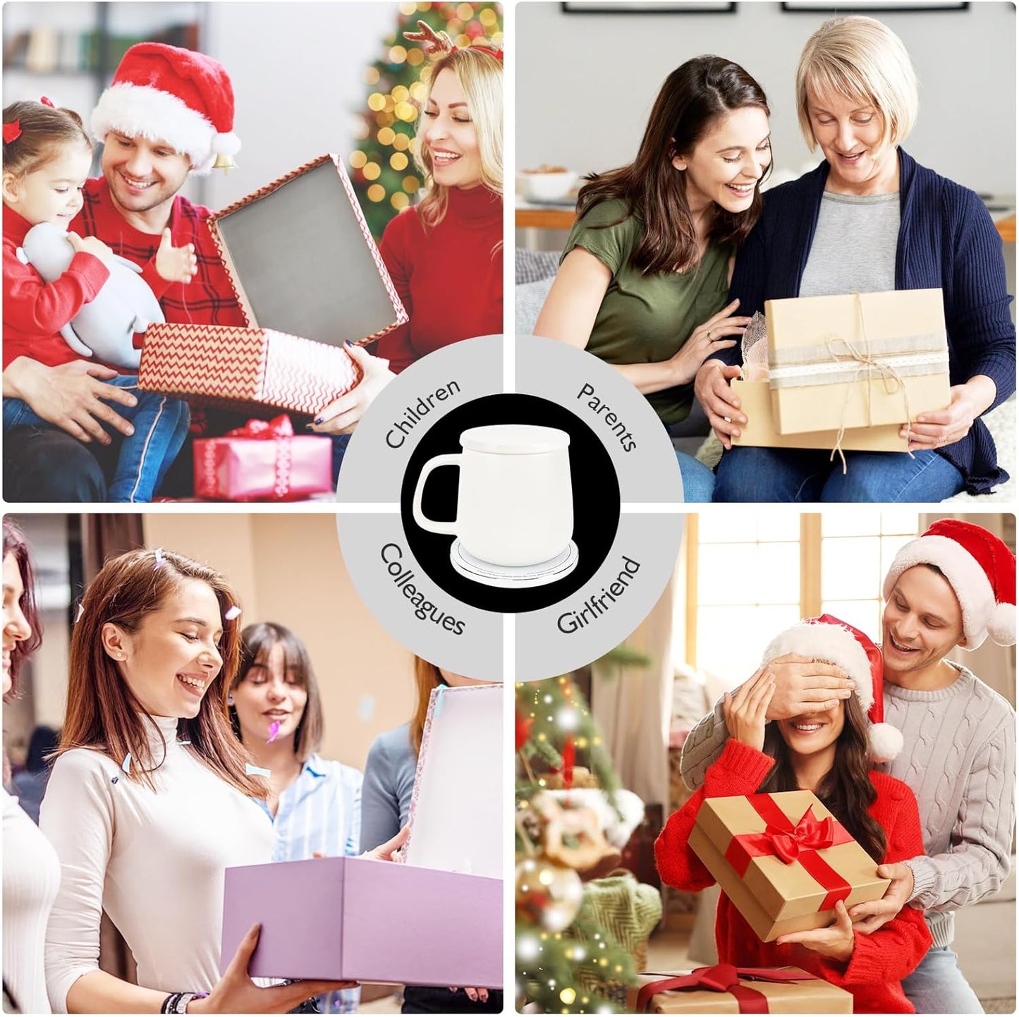 APEKX Self-Heating Ceramic Coffee Mug - Stable 130°F Temperature, 15W Wireless Phone Charging, 12.8 fl oz Capacity - USB-C Enabled. (White)