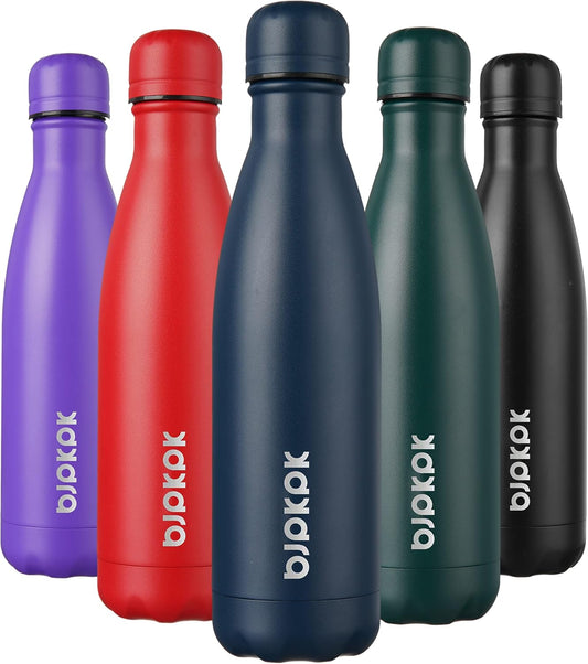 BJPKPK 17oz Insulated Stainless Steel Water Bottles,Sports Water Bottles Keep Cold for 24 Hours and Hot for 12 Hours,BPA Free for Travel,Navy blue