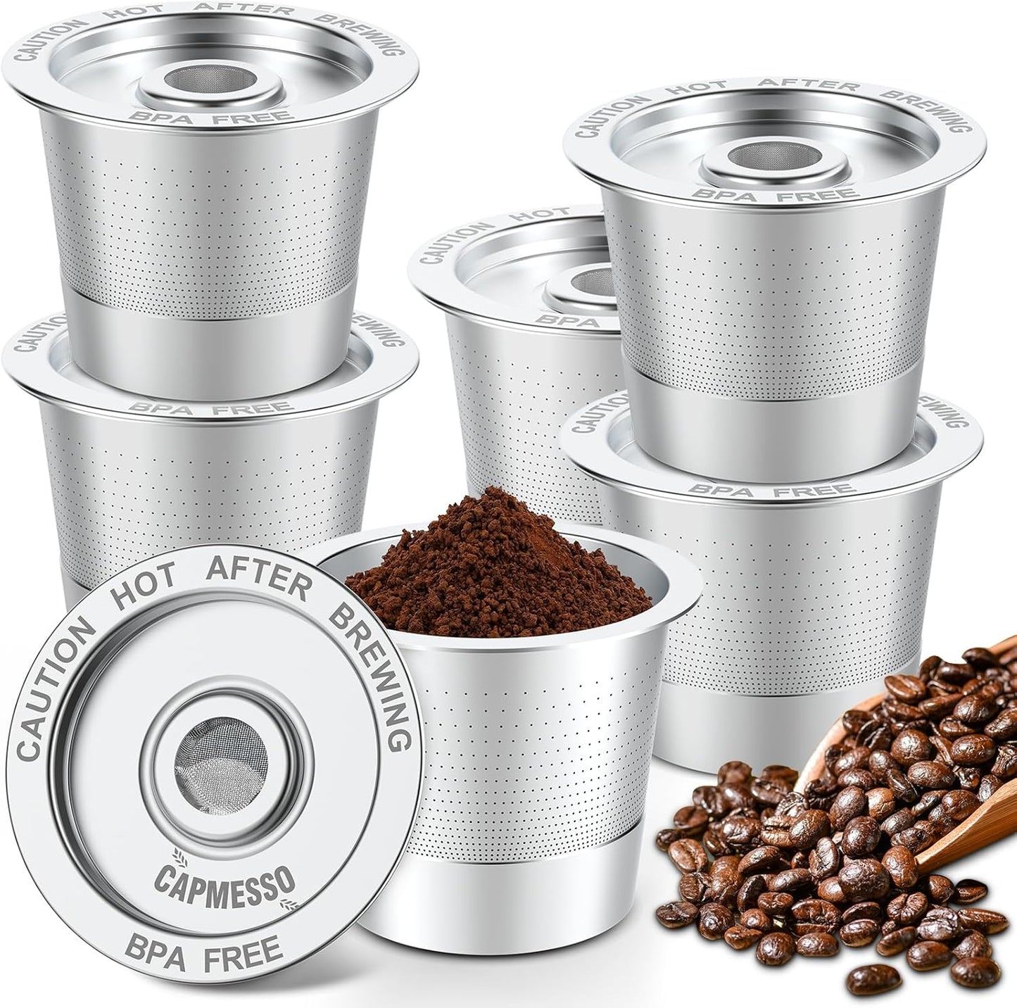 6 Pack Reusable K Cups Coffee Pods for Keurig 1.0: Stainless Steel Refillable K Cup - Reusable Coffee Filter for Keurig 1.0 Coffee Maker, Permanent, Eco-Friendly, Innovative Design