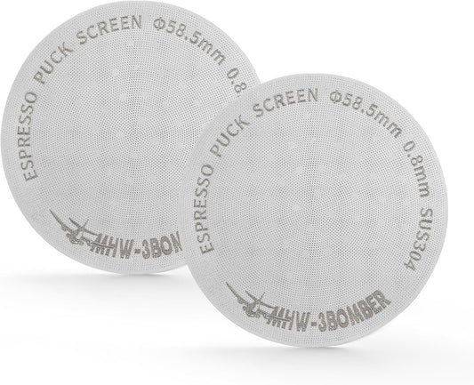 MHW-3BOMBER 58.5mm Espresso Puck Screen 2 Packs Metal Coffee Filter Reusable Espresso Filters for 58mm Portafilter Basket 0.8mm Thickness FG7010-OS